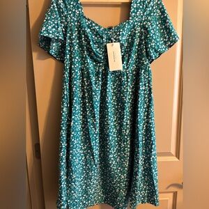 BloomChic Teal and White Floral Dress